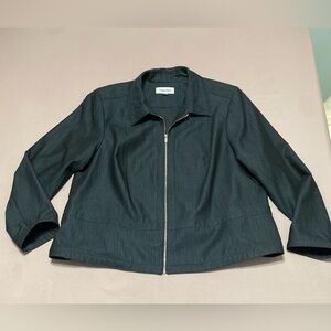 Calvin Klein women's zip jacket in a dark wash denim-look stretch fabric Size 20